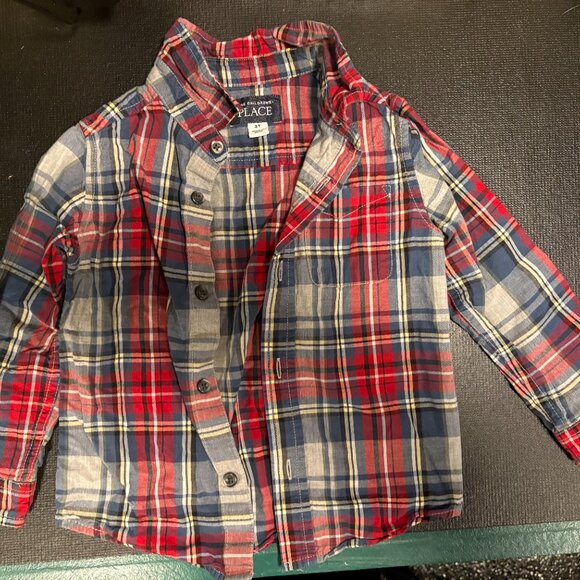 EUC The Children's Place Red and Blue Plaid Shirt (3T) - Picture 6 of 6